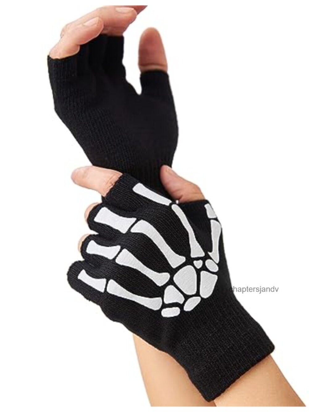 Skeleton Fingerless Gloves Glow in the Dark Halloween Costume Gloves